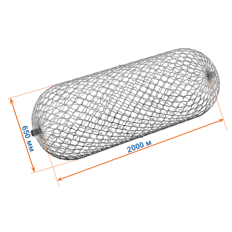 Габион цилиндрический 2х0,65х0,66 оцинкованный, Ø проволоки 3,0мм, размер ячейки 8х10 см фото